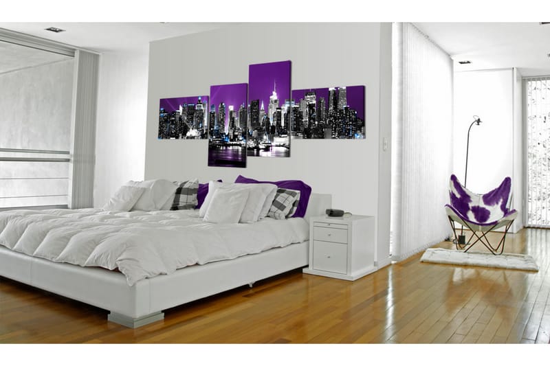 Tavla New York On A Violet Background 200x90 - Artgeist sp. z o. o. - Canvastavla