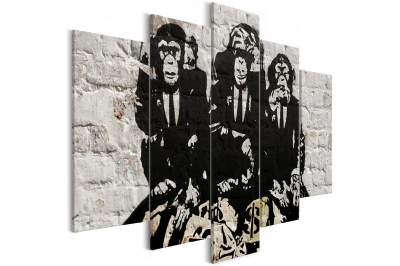 Tavla Rich Monkeys 5 Parts Wide 100x50 - Artgeist sp. z o. o. - Canvastavla