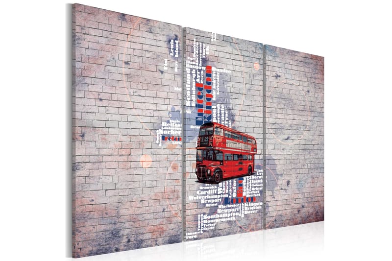 Tavla Runt Storbritannien av Routemaster Triptych 90x60 - Artgeist sp. z o. o. - Canvastavla