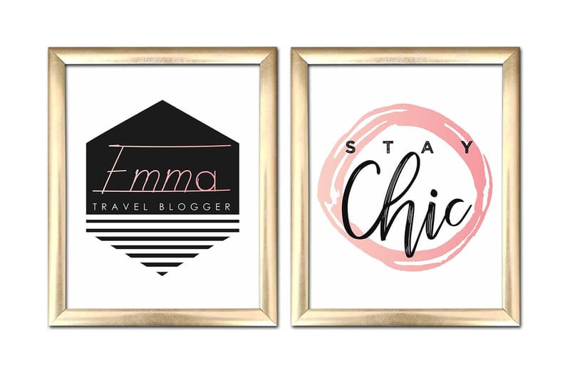 Tavla Sayings med Ram 2-pack Flerfärgad, 23,5x28,5 cm