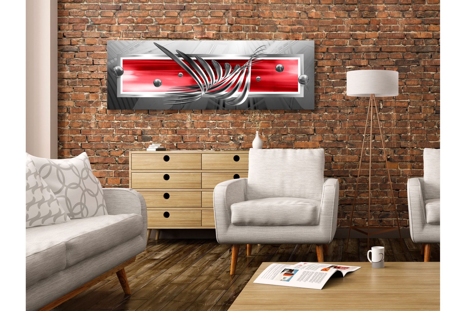 Tavla Silver Wings (1 Part) Narrow Red 150x50 -