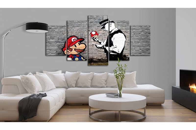 Tavla Super Mario Mushroom Cop Banksy 100x50 - Artgeist sp. z o. o. - Canvastavla