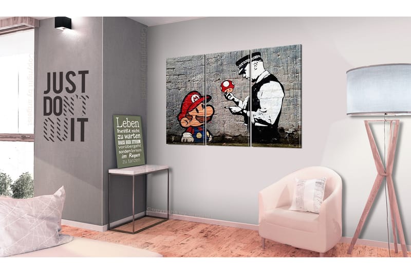 Tavla Super Mario Mushroom Cop By Banksy 90x60 - Artgeist sp. z o. o. - Canvastavla