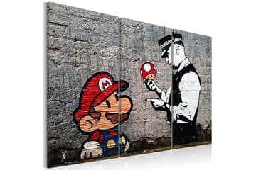 Tavla Super Mario Mushroom Cop By Banksy 90x60