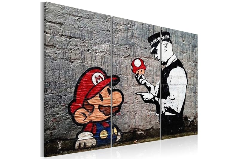 Tavla Super Mario Mushroom Cop By Banksy 90x60 - Artgeist sp. z o. o. - Canvastavla