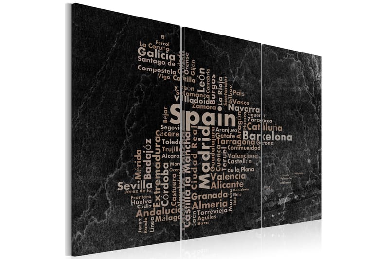 Tavla Text Map Of Spain On The Blackboard Triptych 120x80 - Artgeist sp. z o. o. - Canvastavla