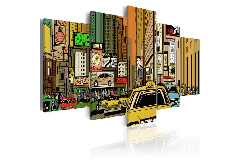Tavla The Streets Of New York City In Cartoons 100x50 - Artgeist sp. z o. o. - Canvastavla