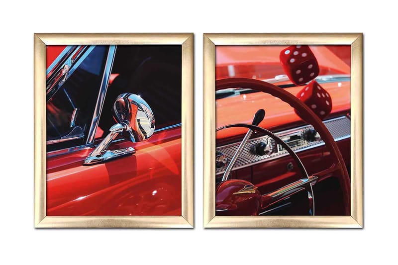 Tavla Transportation Med Ram 2-Pack Flerfärgad Flerfärgad - 23,5x28,5 cm - Inredning - Tavlor & posters - Canvastavla