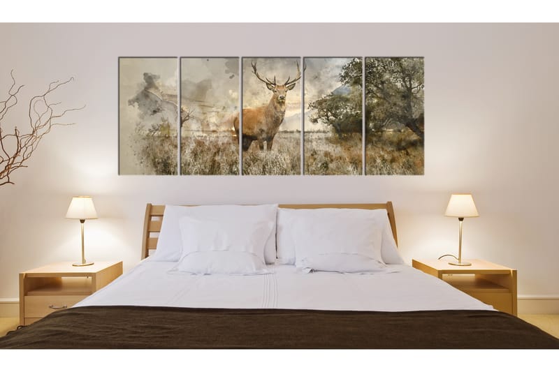 Tavla Watercolour Deer 225x90 - Artgeist sp. z o. o. - Canvastavla