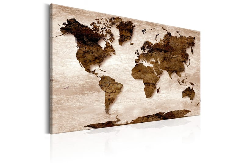 Tavla World Map: 60x40 Brown - Inredning - Tavlor & posters - Canvastavla