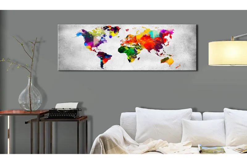 Tavla World Map: Coloured Revolution 120x40 - Inredning - Tavlor & posters - Canvastavla