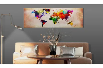 Tavla World Map: Colourful Ramble 135x45 - Inredning - Tavlor & posters - Canvastavla