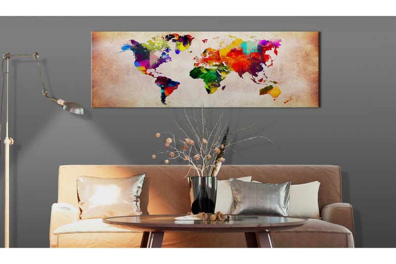 Tavla World Map: Colourful Ramble 135x45 - Inredning - Tavlor & posters - Canvastavla