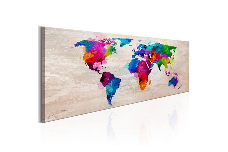 Tavla World Map Finesse Of Colours 150x50 - Artgeist sp. z o. o. - Canvastavla