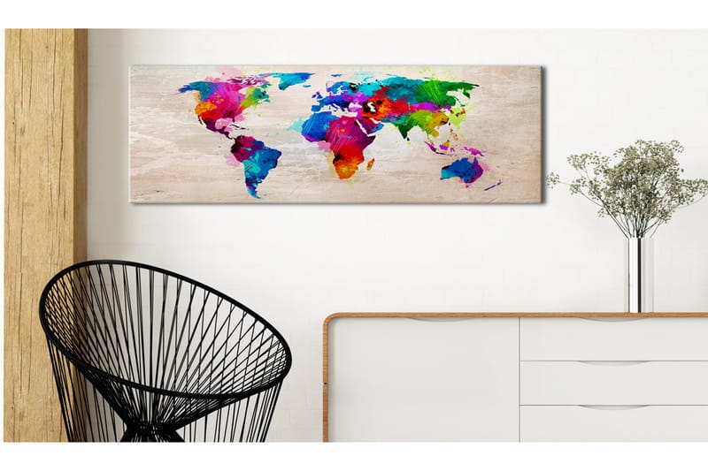 Tavla World Map Finesse Of Colours 150x50 - Artgeist sp. z o. o. - Canvastavla