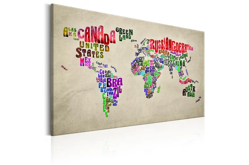 Tavla World Map: Tour (EN) 60x40 - Inredning - Tavlor & posters - Canvastavla