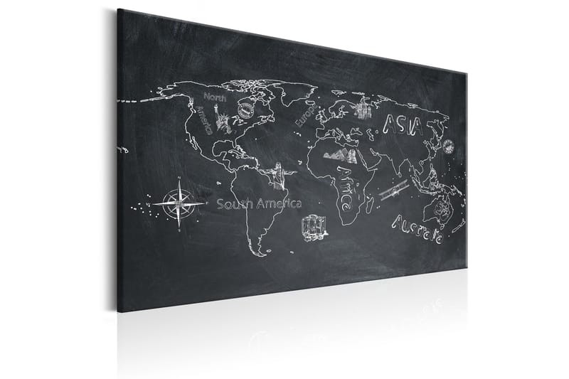 Tavla World Map: Travel broadens the Mind 60x40 - Inredning - Tavlor & posters - Canvastavla