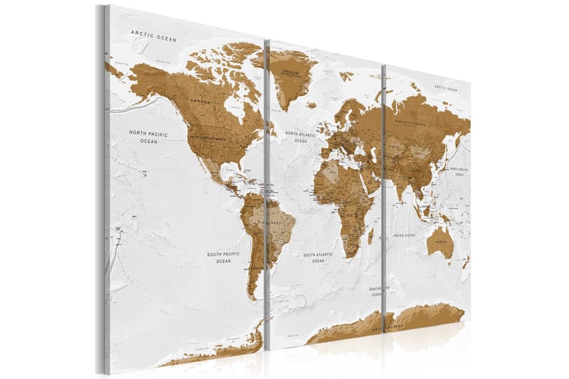 Tavla World Map White Poetry 120x80 - Artgeist sp. z o. o. - Canvastavla