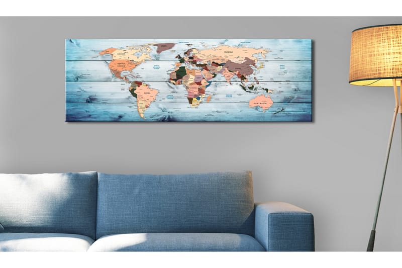 Tavla World Maps Sapphire Travels 120x40 cm - Inredning - Tavlor & posters - Canvastavla
