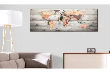 Tavla World Maps Wooden Travels 135x45 cm - Inredning - Tavlor & posters - Canvastavla