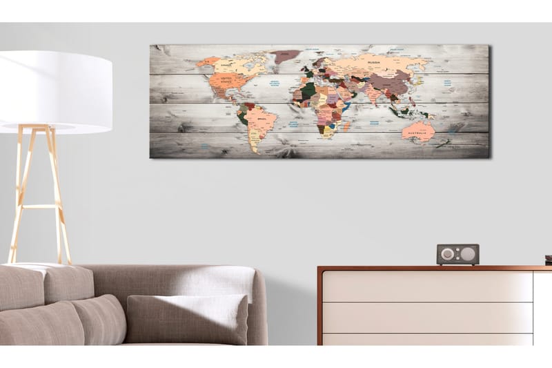 Tavla World Maps Wooden Travels 135x45 cm - Inredning - Tavlor & posters - Canvastavla