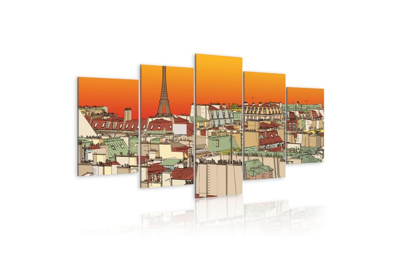 Tavla Parisian Sky In Orange Colour 100x50 - Artgeist sp. z o. o. - Canvastavla