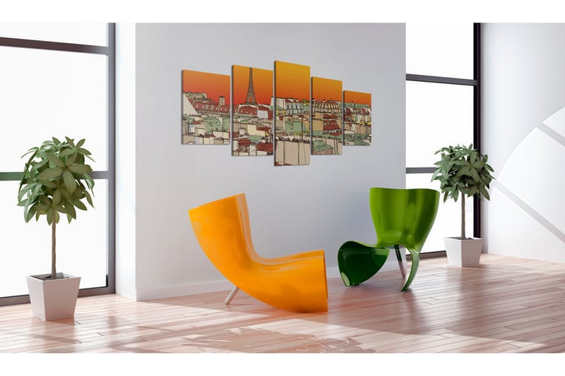 Tavla Parisian Sky In Orange Colour 100x50 - Artgeist sp. z o. o. - Canvastavla