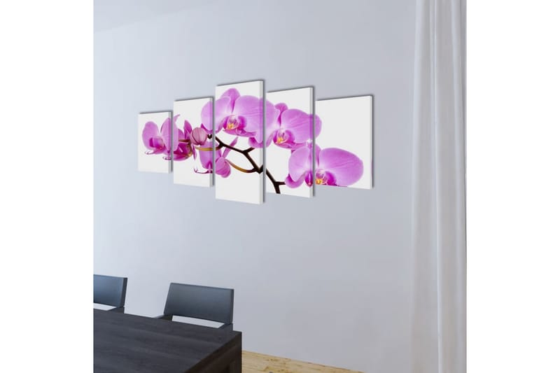 Uppsättning väggbonader på duk: orkidé 200x100 cm - Flerfärgad - Canvastavla
