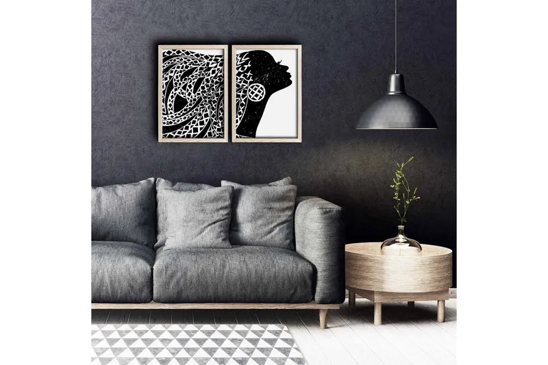 Väggdekor MDF Målning 2 Delar