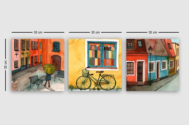 Decorative Canvas Painting (3 Pieces) 30x30 - Inredning - Tavlor & posters - Canvastavla