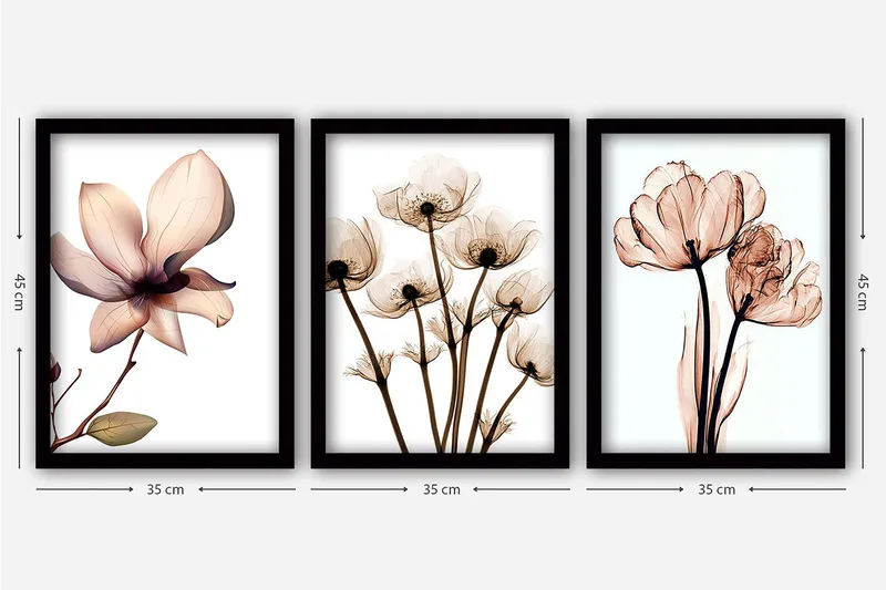 Decorative Framed Painting (3 Pieces) 35x45 - Inredning - Tavlor & posters - Canvastavla