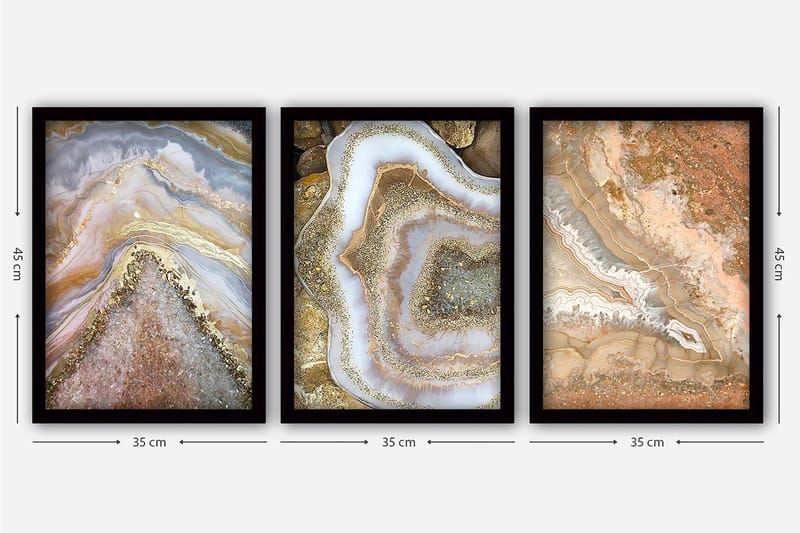Decorative Framed Painting (3 Pieces) 35x45 - Inredning - Tavlor & posters - Canvastavla