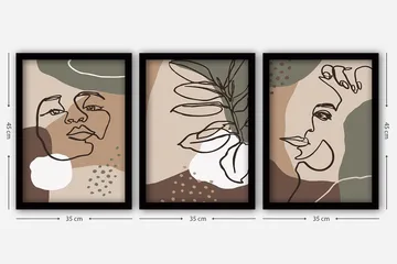 Decorative Framed Painting (3 Pieces) 35x45 - Inredning - Tavlor & posters - Canvastavla