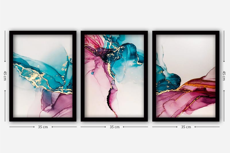 Decorative Framed Painting (3 Pieces) 35x45 - Inredning - Tavlor & posters - Canvastavla