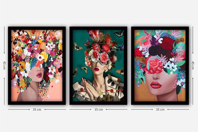 Decorative Framed Painting (3 Pieces) 35x45 - Inredning - Tavlor & posters - Canvastavla