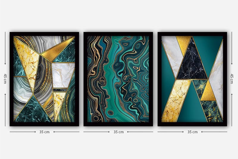 Decorative Framed Painting (3 Pieces) 35x45 - Inredning - Tavlor & posters - Canvastavla
