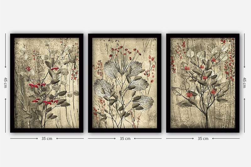 Decorative Framed Painting (3 Pieces) 35x45 - Inredning - Tavlor & posters - Canvastavla