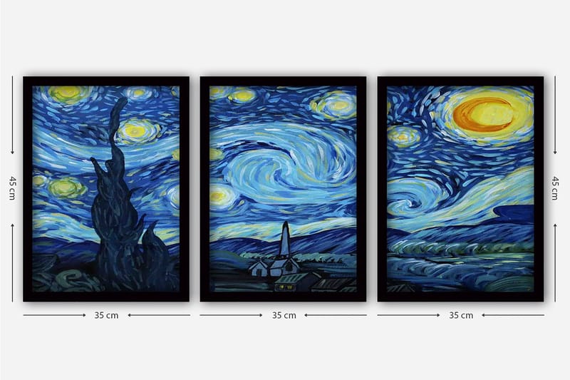 Decorative Framed Painting (3 Pieces) 35x45 - Inredning - Tavlor & posters - Canvastavla
