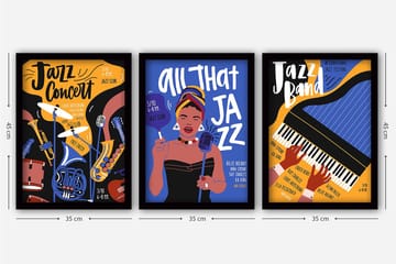 Decorative Framed Painting (3 Pieces) 35x45 - Inredning - Tavlor & posters - Canvastavla