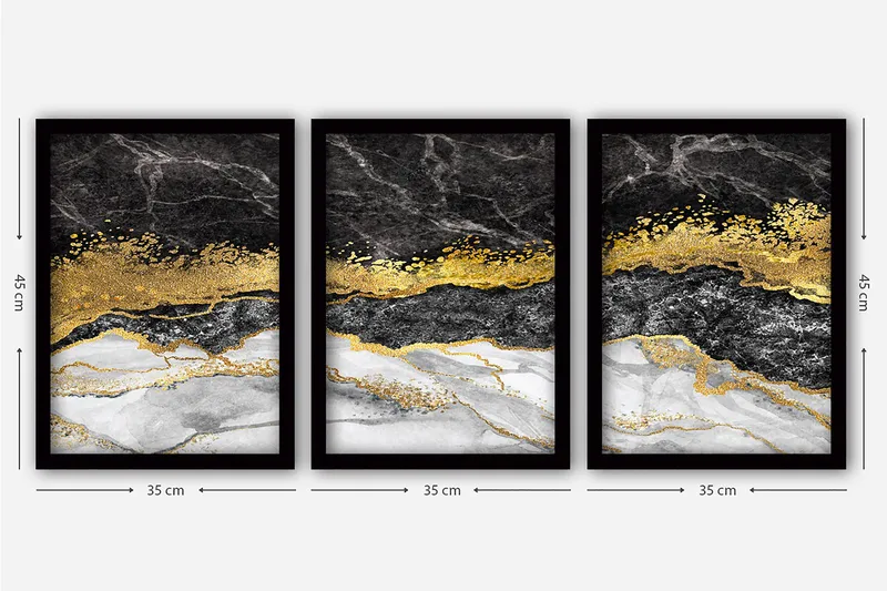 Decorative Framed Painting (3 Pieces) 35x45 - Inredning - Tavlor & posters - Canvastavla