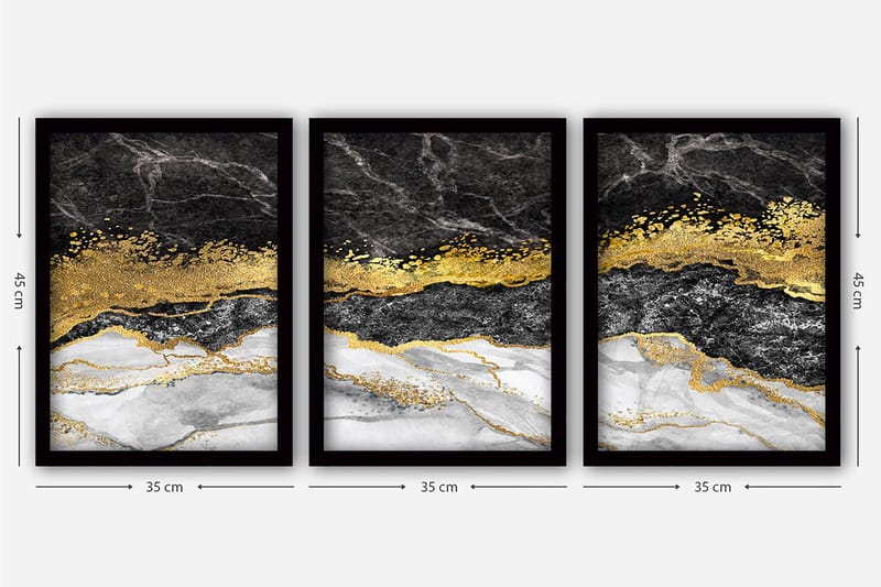 Decorative Framed Painting (3 Pieces) 35x45 - Inredning - Tavlor & posters - Canvastavla