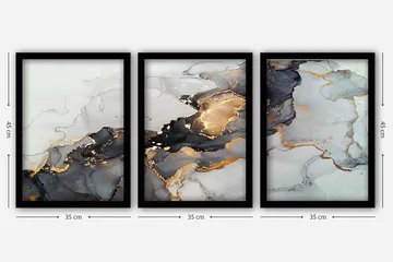 Decorative Framed Painting (3 Pieces) 35x45 - Inredning - Tavlor & posters - Canvastavla