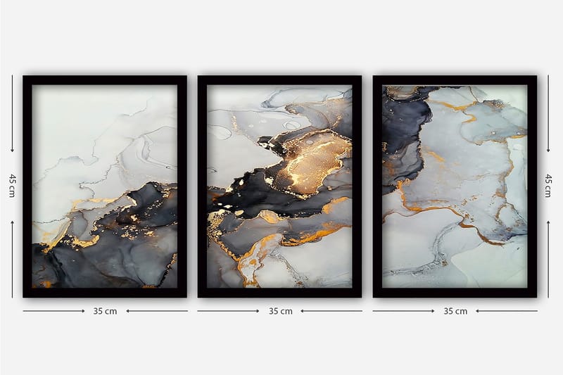 Decorative Framed Painting (3 Pieces) 35x45 - Inredning - Tavlor & posters - Canvastavla