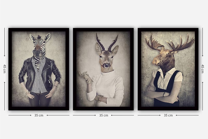 Decorative Framed Painting (3 Pieces) 35x45 - Inredning - Tavlor & posters - Canvastavla