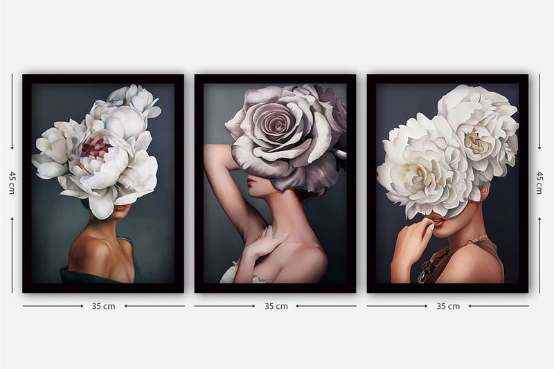 Decorative Framed Painting (3 Pieces) 35x45 - Inredning - Tavlor & posters - Canvastavla