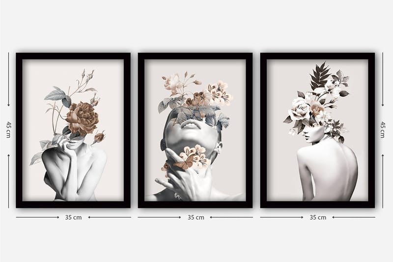Decorative Framed Painting (3 Pieces) 35x45 - Inredning - Tavlor & posters - Canvastavla