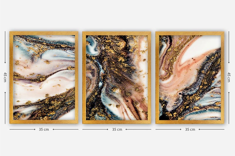 Decorative Framed Painting (3 Pieces) 35x45 - Inredning - Tavlor & posters - Canvastavla