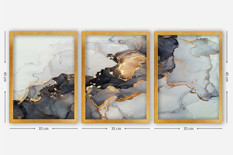 Decorative Framed Painting (3 Pieces) 35x45 - Inredning - Tavlor & posters - Canvastavla