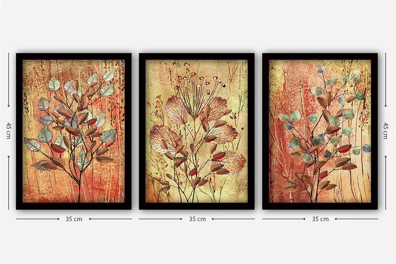 Decorative Framed Painting (3 Pieces) 35x45 - Inredning - Tavlor & posters - Canvastavla