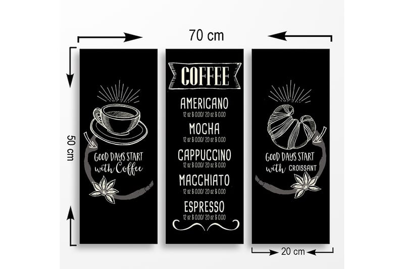 Decorative MDF Painting (3 Pieces) 20x50 - Inredning - Tavlor & posters - Canvastavla